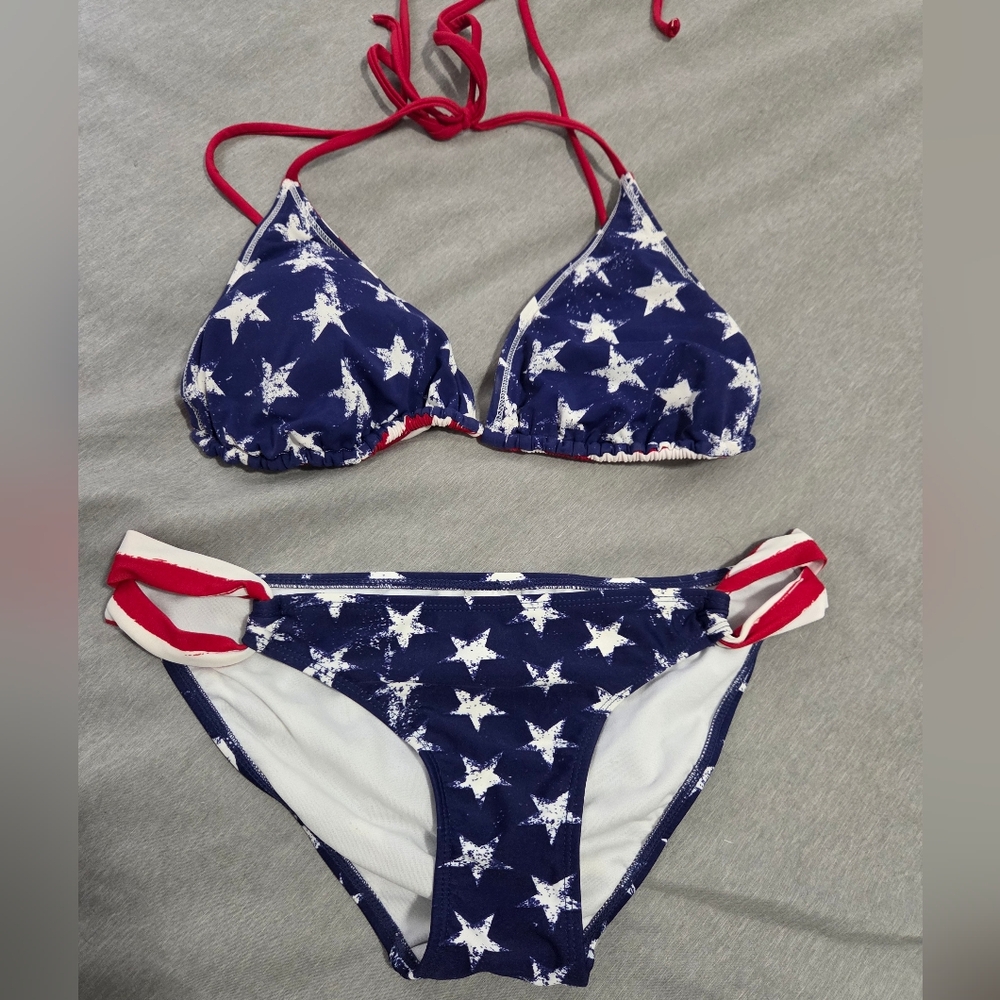 Xhilaration Patriotic Flag Bikini